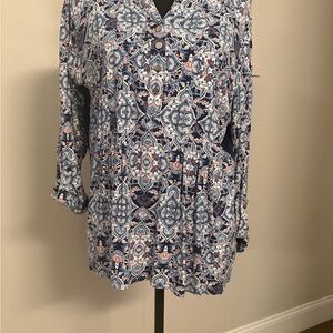 Westport Blue and White Paisley Blouse